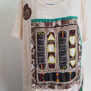 Terra & Sky Beaded Embroidery Hand-Stitched Textile Blouse